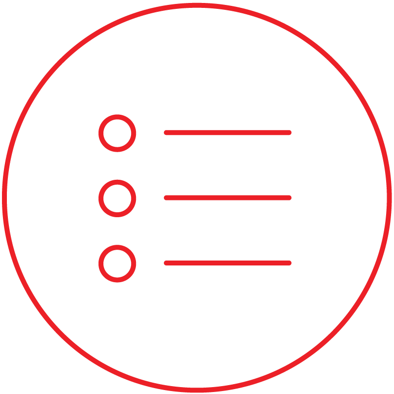 rotes Listensymbol für den Eintrag und die bessere Auffindbarkeit eines Küchenstudios in relevanten Onlineverzeichnissen.