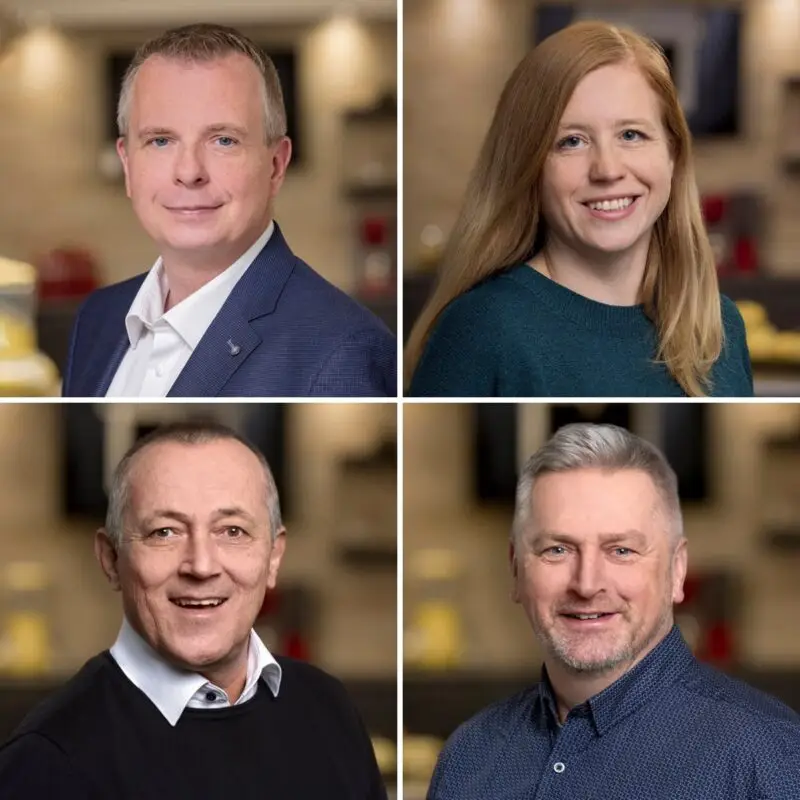 4 Portraitfotos als Teambild des Gesellschafters GÄFKEN Elektrogroßhandel bei Der Küchenring